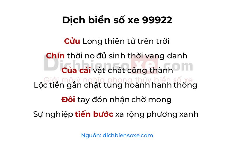 Dịch thơ biển số 99922