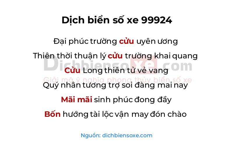 Dịch thơ biển số 99924