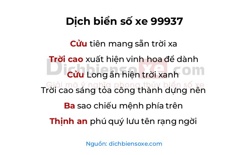 Dịch thơ biển số 99937