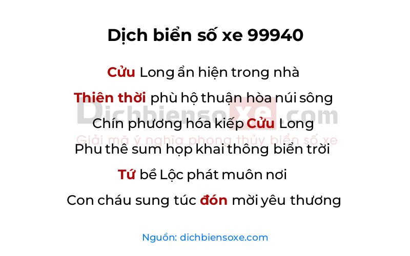 Dịch thơ biển số 99940