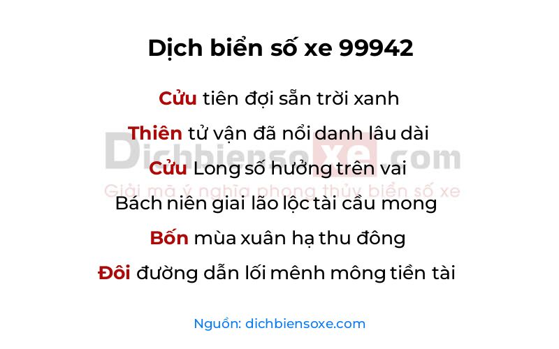 Dịch thơ biển số 99942