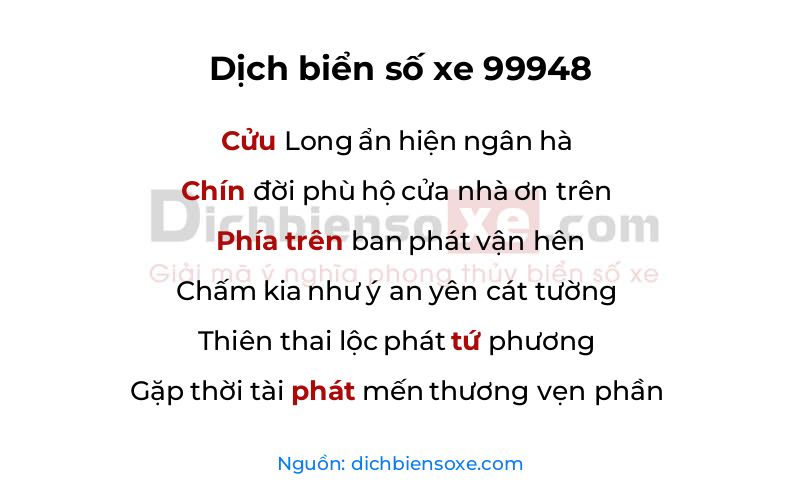 Dịch thơ biển số 99948