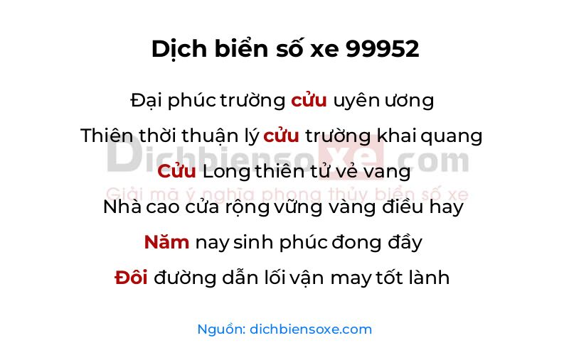 Dịch thơ biển số 99952