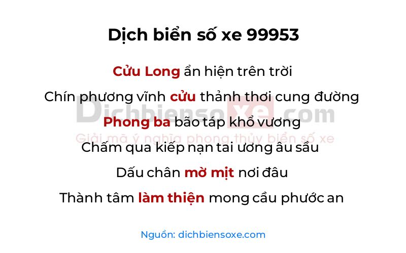 Dịch thơ biển số 99953