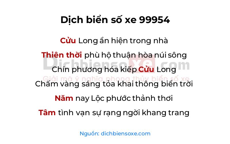 Dịch thơ biển số 99954