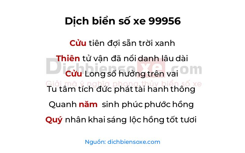 Dịch thơ biển số 99956