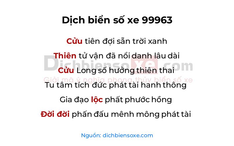 Dịch thơ biển số 99963