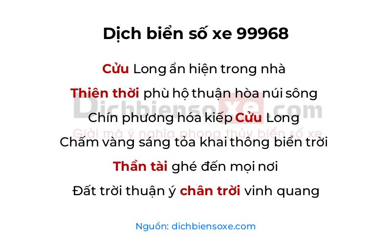 Dịch thơ biển số 99968