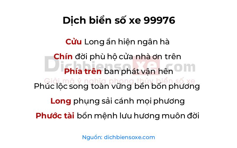 Dịch thơ biển số 99976