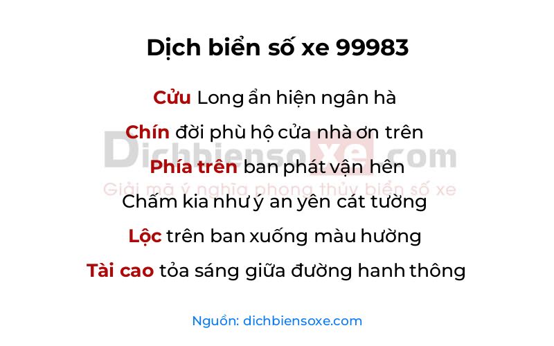 Dịch thơ biển số 99983