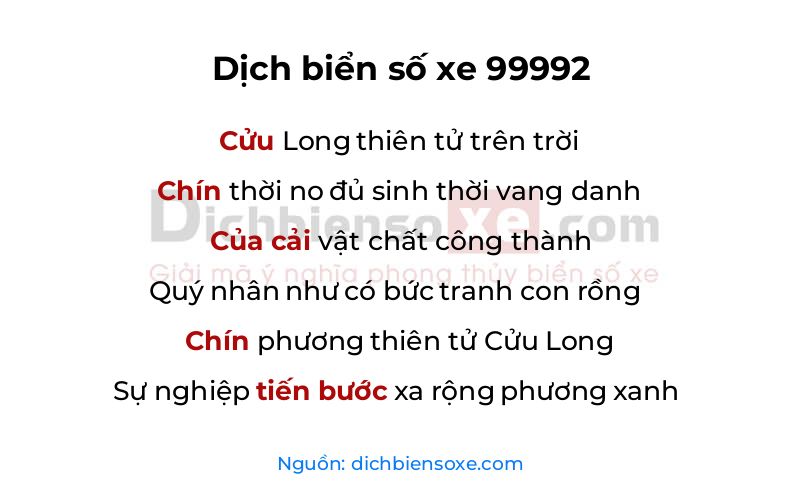 Dịch thơ biển số 99992