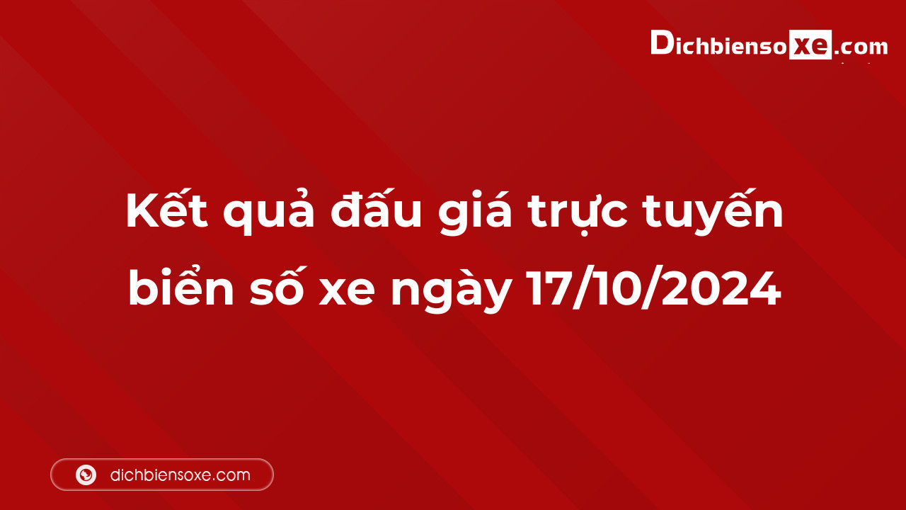 Kết quả đấu giá trực tuyến biển số xe ngày 17/10/2024: thu về hơn 21 tỷ đồng, biển số 81A-456.78 đấu giá lên tới 585 triệu đồng