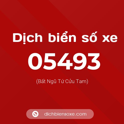 Dịch biển số xe 05493 (Bất Ngũ Tứ Cửu Tam)