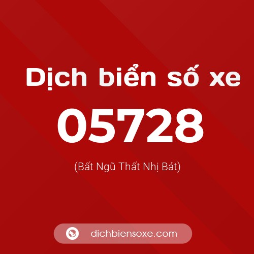 Dịch biển số xe 05728 (Bất Ngũ Thất Nhị Bát)