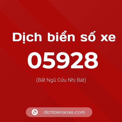 Dịch biển số xe 05928 (Bất Ngũ Cửu Nhị Bát)