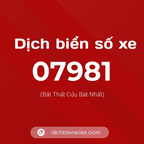 Dịch biển số xe 07981 (Bất Thất Cửu Bát Nhất)