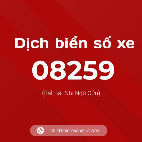 Dịch biển số xe 08259 (Bất Bát Nhị Ngũ Cửu)