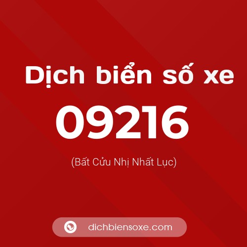 Dịch biển số xe 09216 (Bất Cửu Nhị Nhất Lục)