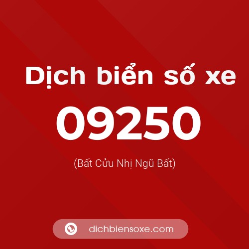 Dịch biển số xe 09250 (Bất Cửu Nhị Ngũ Bất)