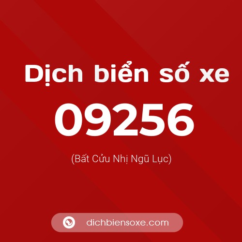 Dịch biển số xe 09256 (Bất Cửu Nhị Ngũ Lục)