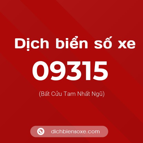 Dịch biển số xe 09315 (Bất Cửu Tam Nhất Ngũ)