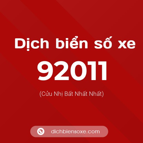 Ý nghĩa biển số xe 92011 là gì?