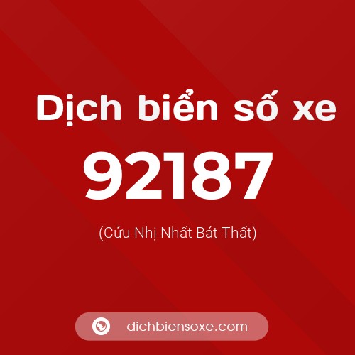 Ý nghĩa biển số xe 92187 là gì?