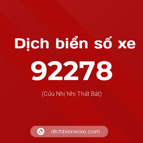 Ý nghĩa biển số xe 92278 là gì?