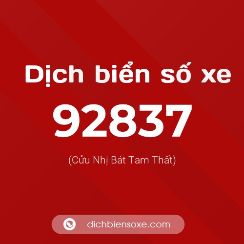 Ý nghĩa biển số xe 92837 là gì?
