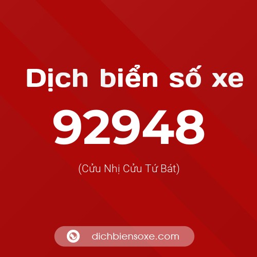Ý nghĩa biển số xe 92948 là gì?