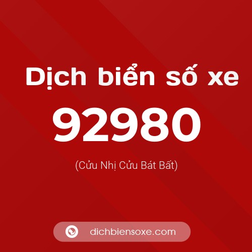 Ý nghĩa biển số xe 92980 là gì?